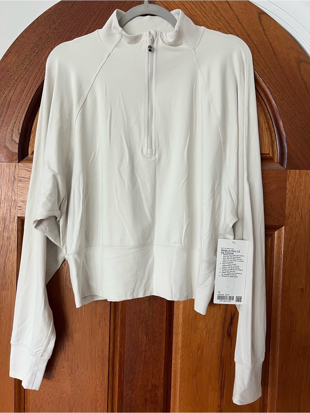 Lululemon Ready To Rulu Half-Zip Pullover Size 12 NWT RT $108 White Opal